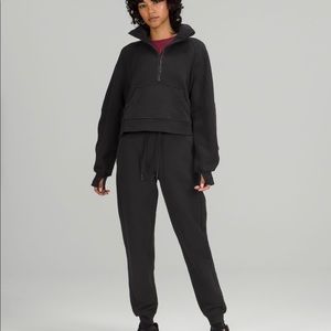 Black Lulu Scuba Oversized Funnel Neck-Half Zip